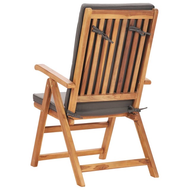 Ensemble à manger de jardin 5pcs coussins gris Bois teck massif