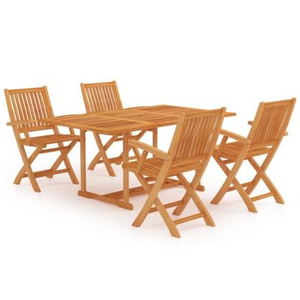 Ensemble à manger de jardin 5 pcs Bois de teck massif 2