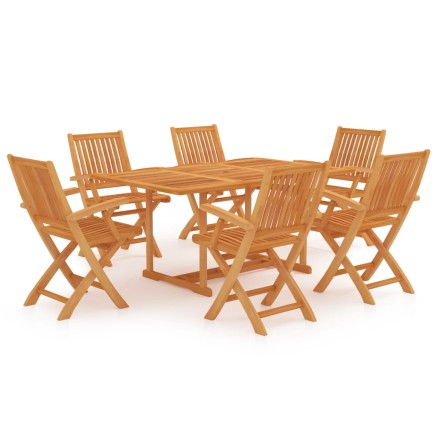Ensemble à manger de jardin 7 pcs Bois de teck massif 2