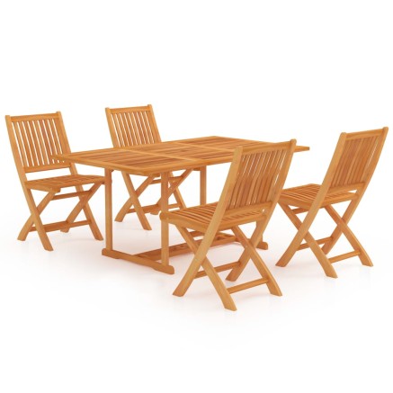 Ensemble à manger de jardin 5 pcs Bois de teck massif 2