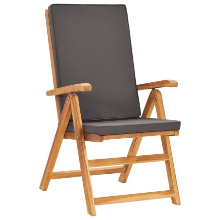 Ensemble à Manger de jardin 7pcs coussins Bois teck massif Gris