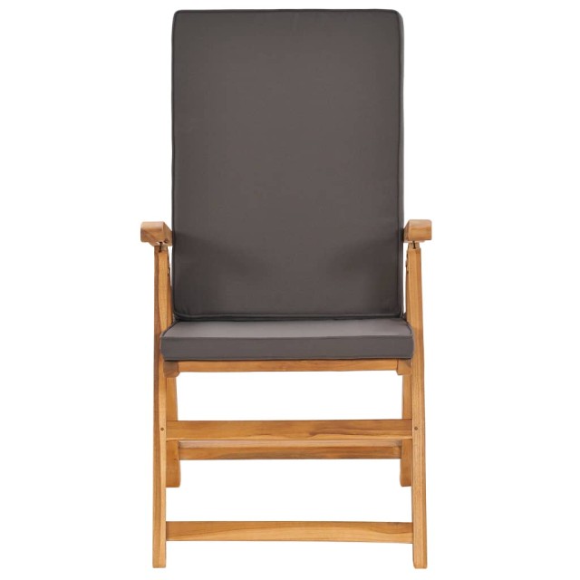 Ensemble à manger de jardin 9pcs coussins Bois teck massif Gris