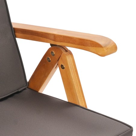 Ensemble à manger de jardin 9pcs coussins Bois teck massif Gris