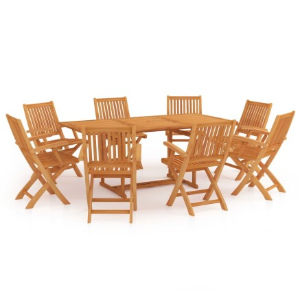 Ensemble à manger de jardin 9 pcs Bois de teck massif 2