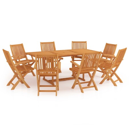 Ensemble à manger de jardin 9 pcs Bois de teck massif