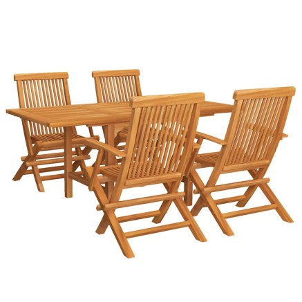 Salon de jardin 5 pcs Bois de teck massif 2