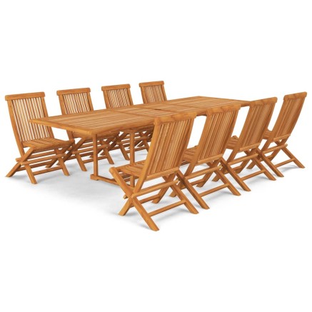 Ensemble à manger de jardin 9 pcs Bois de teck massif 2