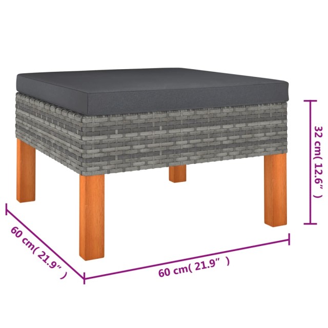 Salon de jardin 6 pcs avec coussins Résine tressée Gris