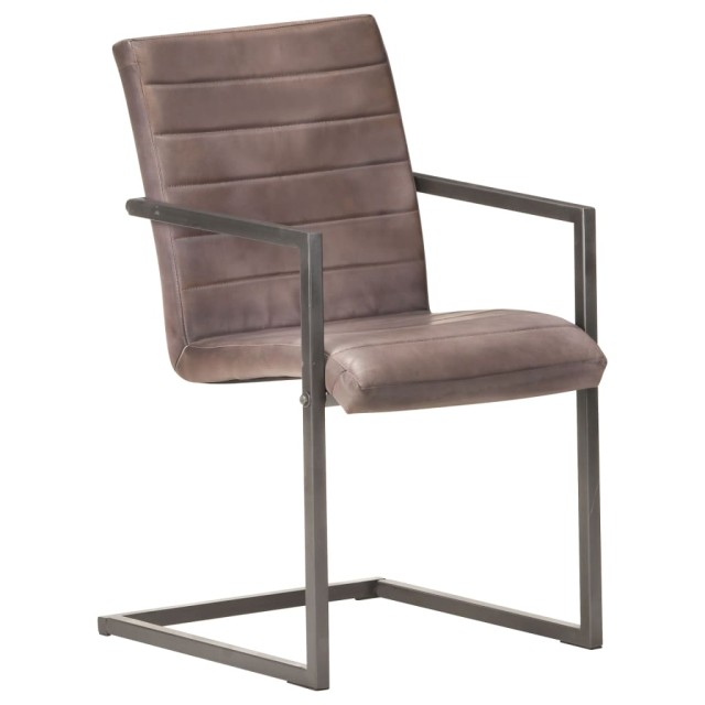 Chaises à manger cantilever lot de 6 marron cuir véritable