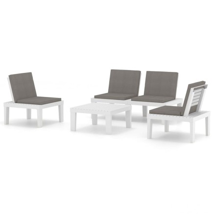 Salon de jardin 4 pcs avec coussins Plastique Blanc 2