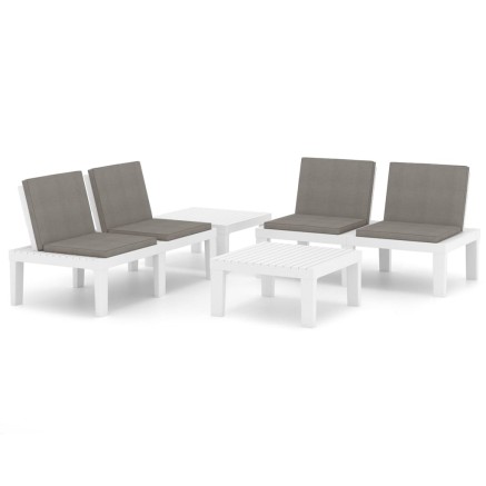 Salon de jardin 4 pcs avec coussins Plastique Blanc 2