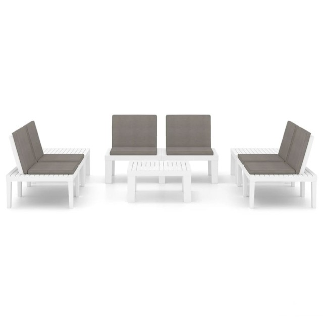 Salon de jardin 6 pcs avec coussins Plastique Blanc