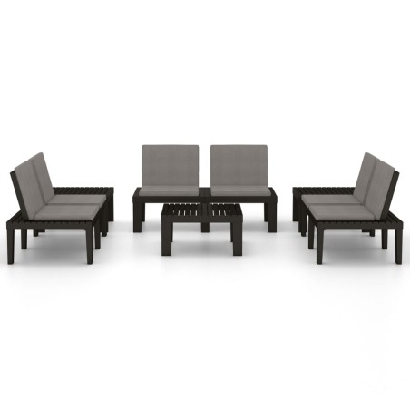 Salon de jardin 6 pcs avec coussins Plastique Gris