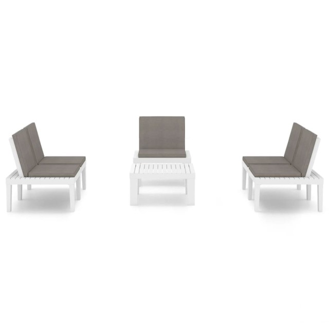 Salon de jardin 4 pcs avec coussins Plastique Blanc