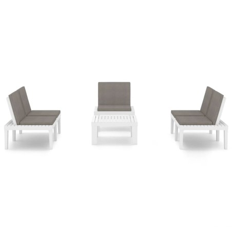 Salon de jardin 4 pcs avec coussins Plastique Blanc