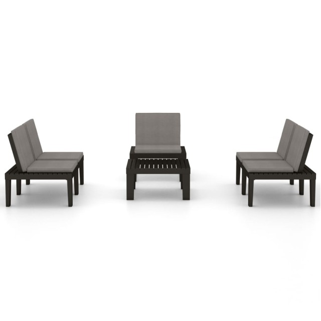 Salon de jardin 4 pcs avec coussins Plastique Gris