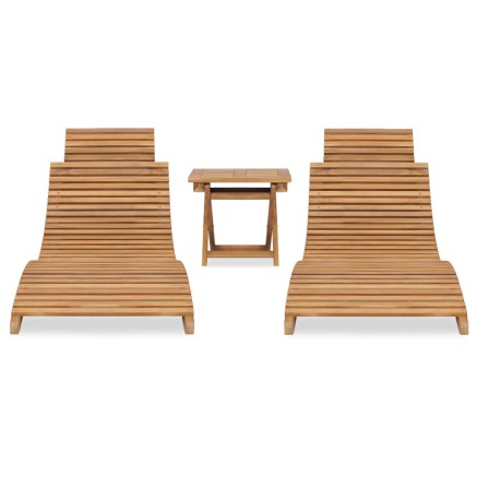 Salon de jardin pliable 3 pcs Bois de teck solide 2