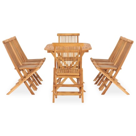 Ensemble à manger d'extérieur pliable 9 pcs Bois solide de teck 2