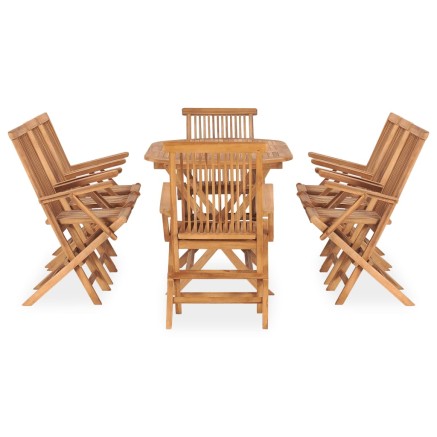 Ensemble à manger d'extérieur pliable 9 pcs Bois solide de teck 2