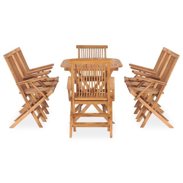 Ensemble à manger d'extérieur pliable 9 pcs Bois solide de teck