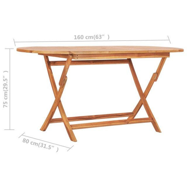 Ensemble à manger d'extérieur pliable 9 pcs Bois solide de teck