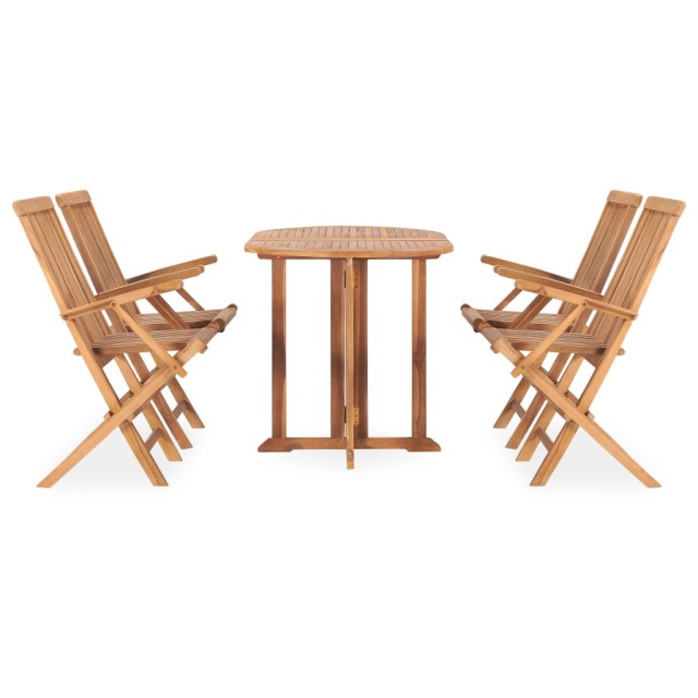 Ensemble à manger d'extérieur pliable 5 pcs Bois solide de teck