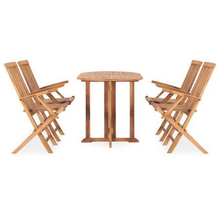 Ensemble à manger d'extérieur pliable 5 pcs Bois solide de teck
