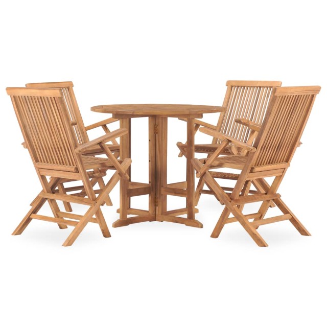 Ensemble à manger d'extérieur pliable 5 pcs Bois solide de teck