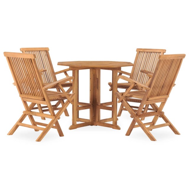 Ensemble à manger d'extérieur pliable 5 pcs Bois solide de teck