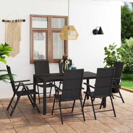 Ensemble à manger de jardin 7 pcs noir