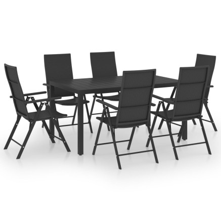 Ensemble à manger de jardin 7 pcs noir 2