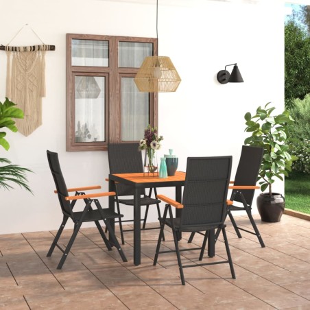 Ensemble à manger de jardin 5 pcs noir et marron