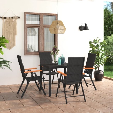 Ensemble à manger de jardin 5 pcs noir et marron
