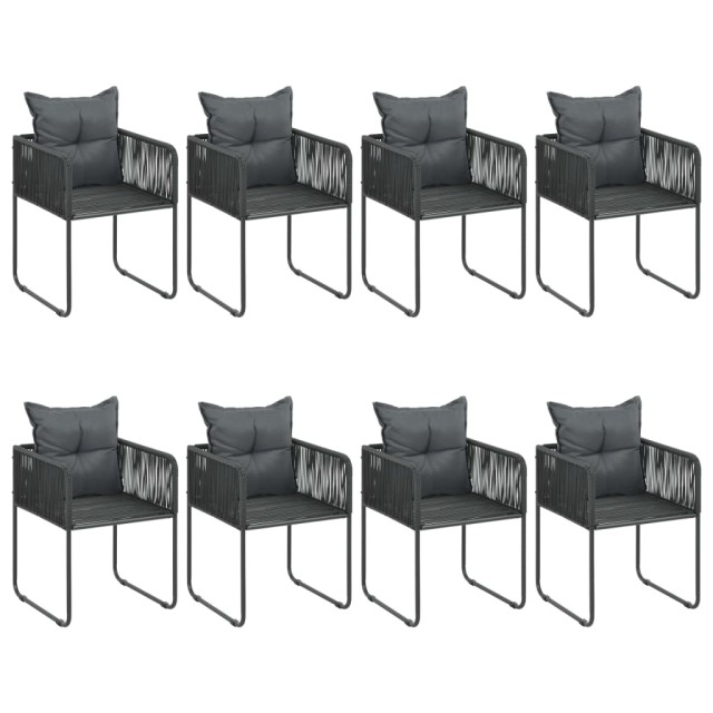 Ensemble à manger de jardin 9 pcs PVC résine tressée noir