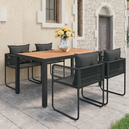 Ensemble à manger de jardin 5pcs PVC résine tressée noir marron