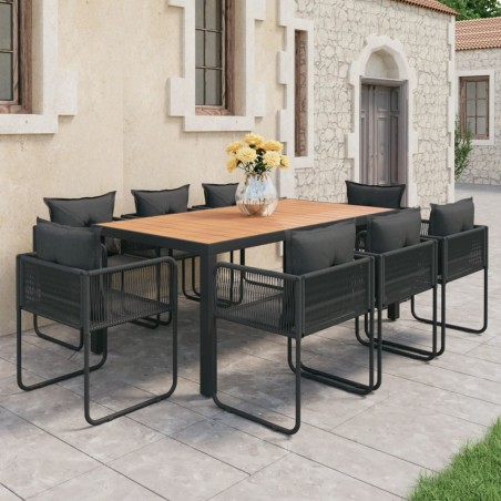 Ensemble à manger de jardin 9pcs PVC résine tressée noir marron