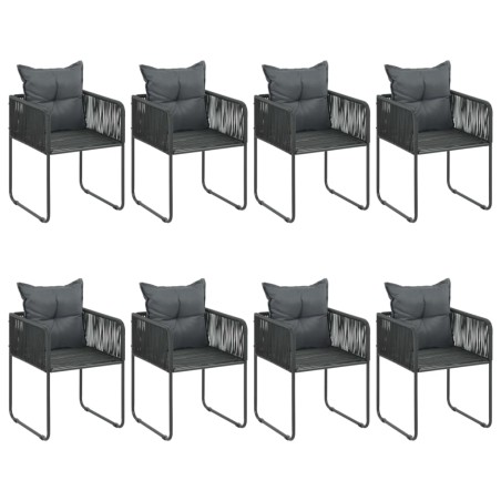 Ensemble à manger de jardin 9pcs PVC résine tressée noir marron