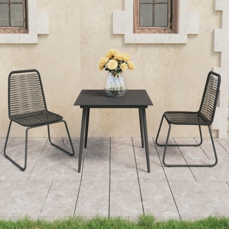 Ensemble à manger de jardin 3 pcs PVC résine tressée noir