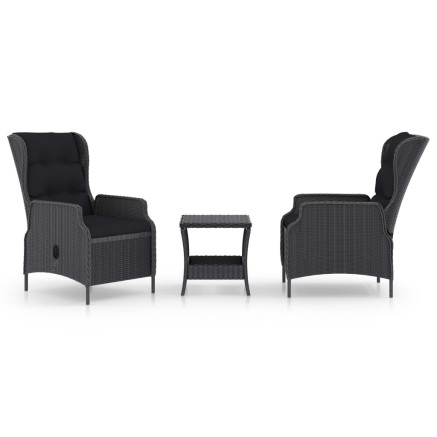 Salon de jardin avec coussins 3 pcs résine tressée gris foncé 2