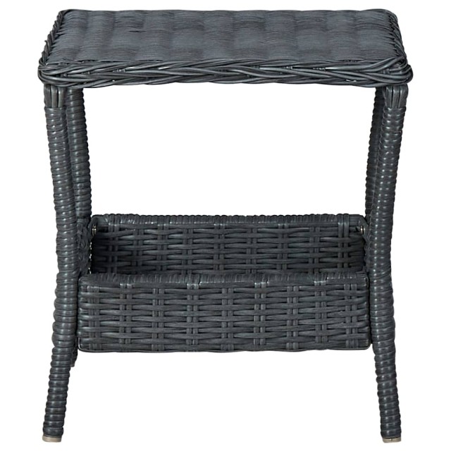 Salon de jardin avec coussins 3 pcs résine tressée gris foncé