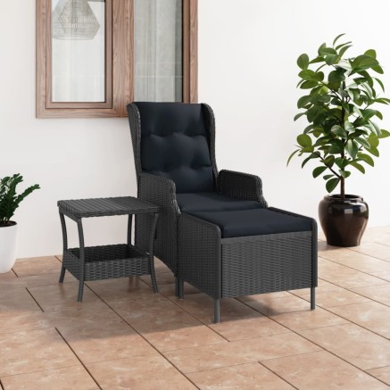 Salon de jardin 2 pcs avec coussins résine tressée gris foncé
