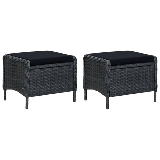 Salon de jardin 3 pcs avec coussins résine tressée gris foncé