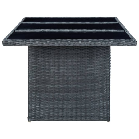 Mobilier à dîner 9 pcs avec coussins Résine tressée Gris foncé