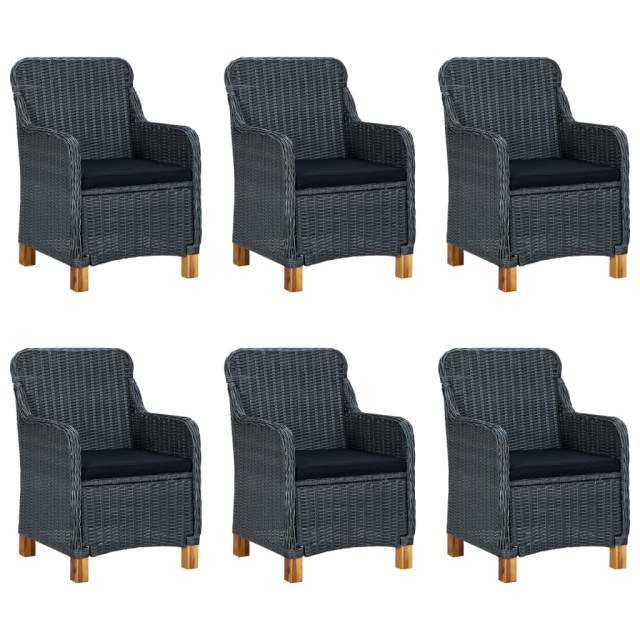 Ensemble à manger 9 pcs avec coussins résine tressée gris foncé