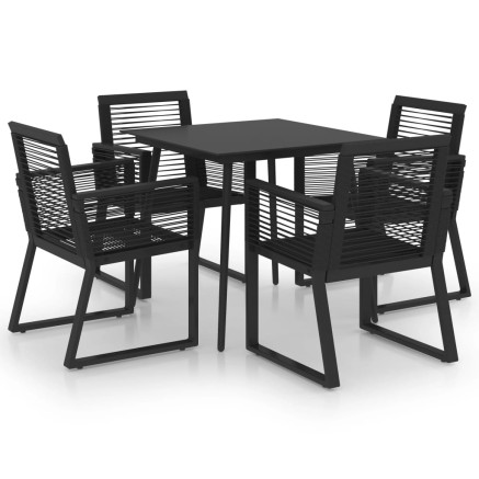 Ensemble à manger d'extérieur 5 pcs Rotin PVC Noir 2