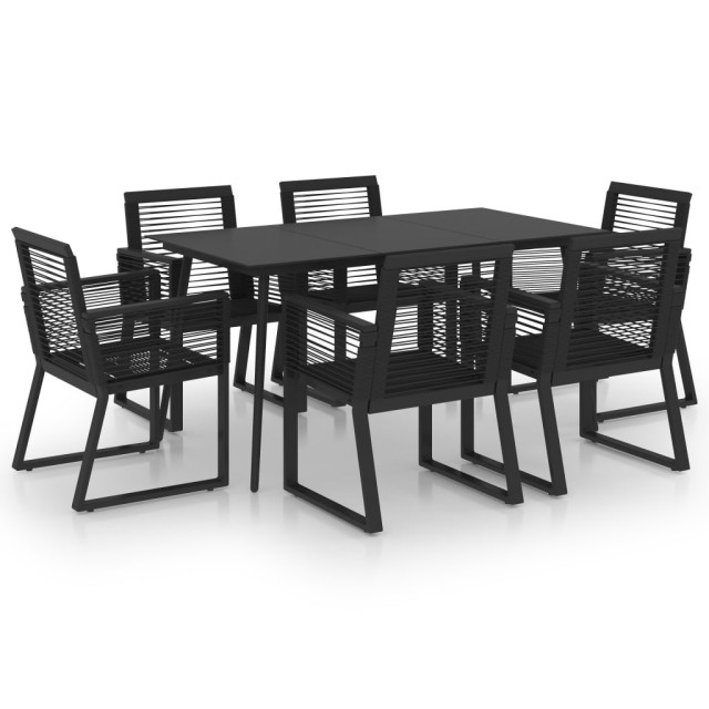 Ensemble à manger d'extérieur 7 pcs Rotin PVC Noir