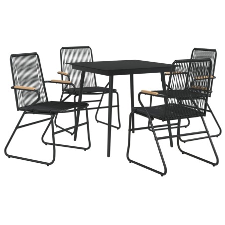 Ensemble à manger de jardin 5 pcs Noir Rotin PVC