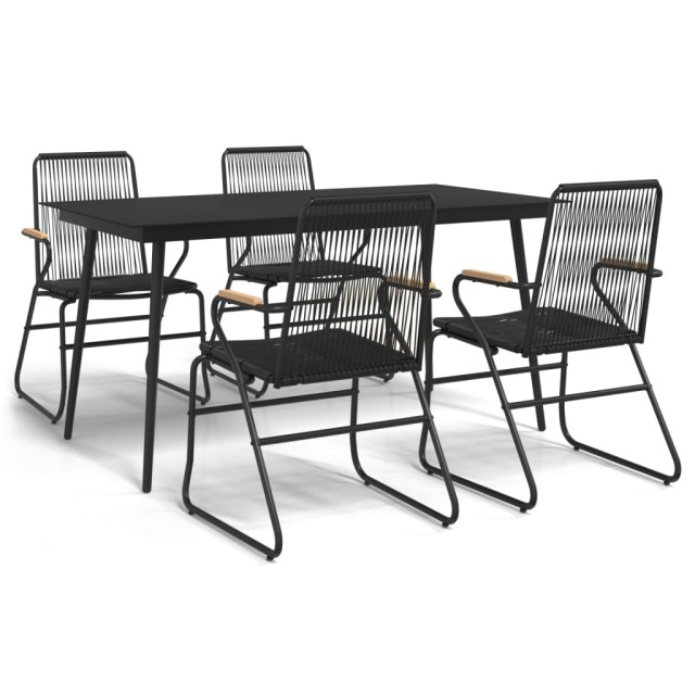 Ensemble à manger de jardin 5 pcs Noir Rotin PVC