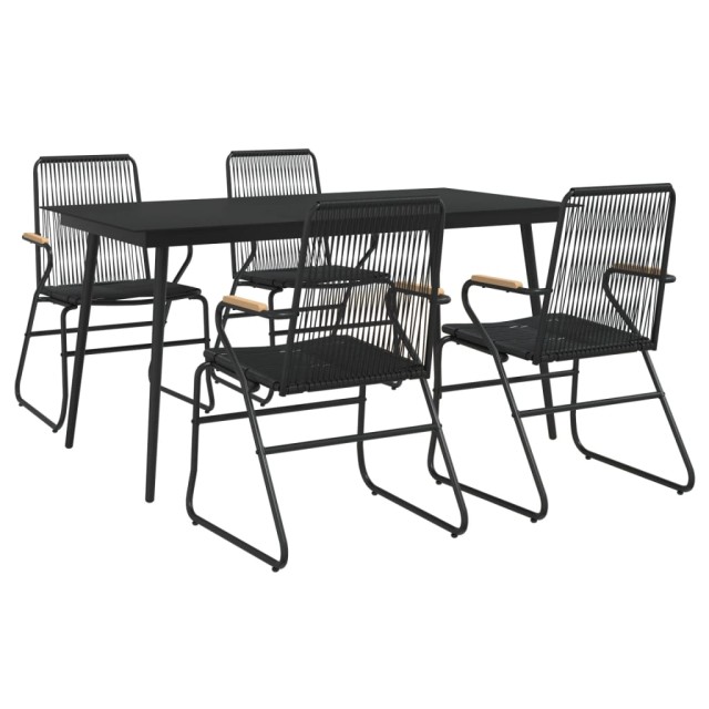 Ensemble à manger de jardin 5 pcs Noir Rotin PVC
