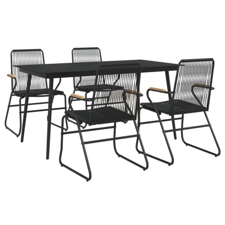 Ensemble à manger de jardin 5 pcs Noir Rotin PVC